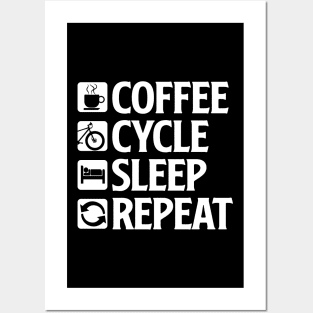 Coffee Cycle Sleep Repeat - Mountain Bike T-Shirt Posters and Art